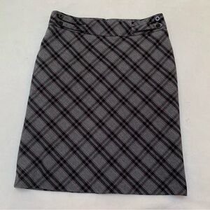 Reitmans Black & Grey Plaid Checker Print Knee Length Skirt Size 3